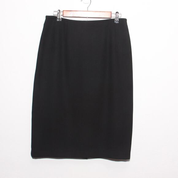 Vintage LeSuit Satin Ruffle Collar Black Suit skirt set Size 8 - Picture 10 of 12